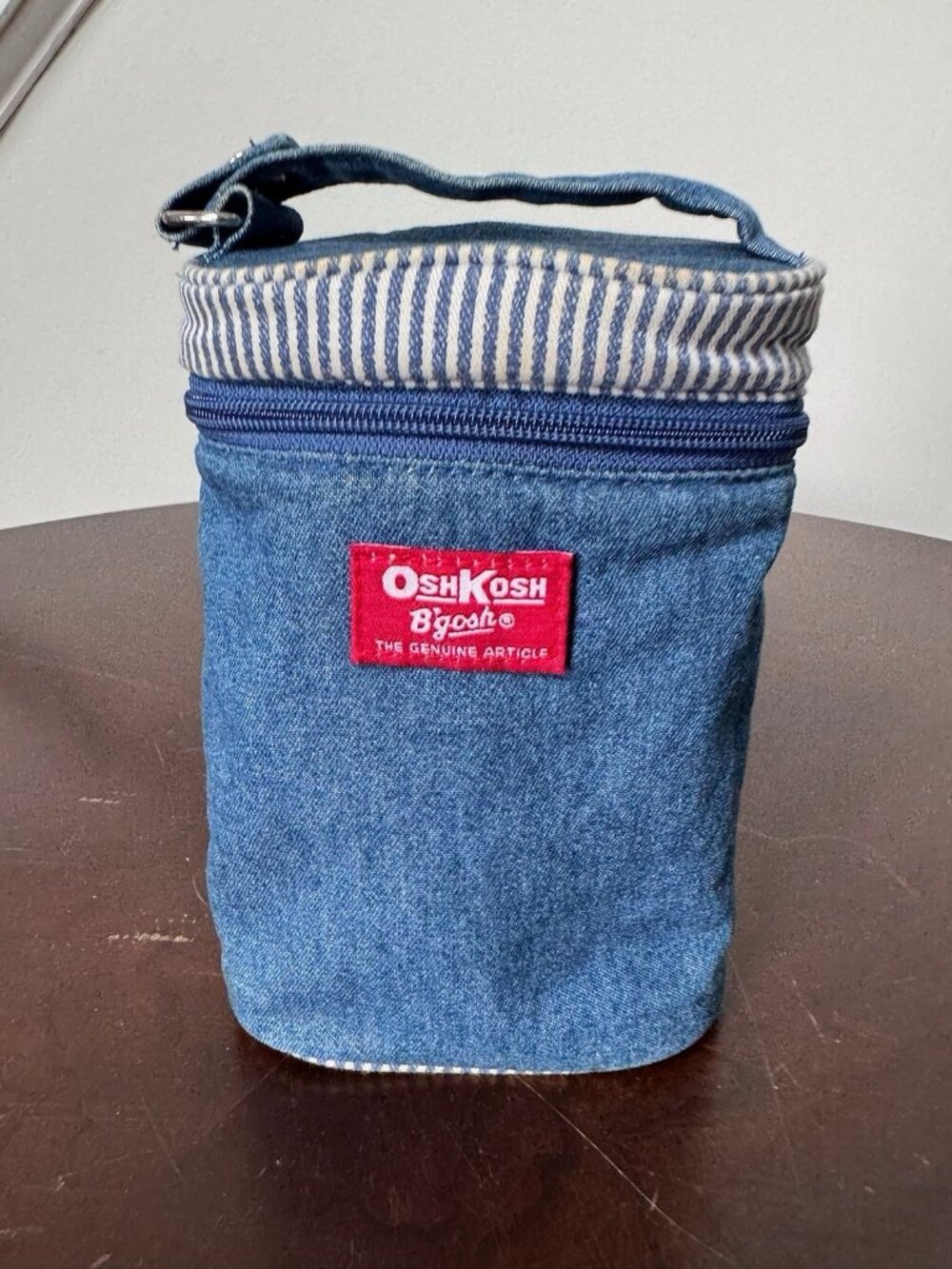 VTG OshKosh Denim Stripe Insulated Bag Handle